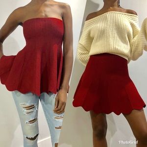 Burgundy skirt/tube top
